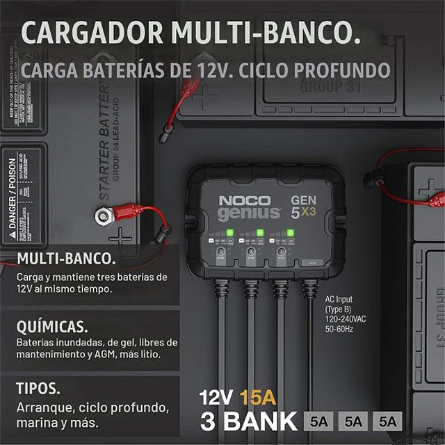 Cargador/Mantenedor de Baterías 12V Gen5X3 