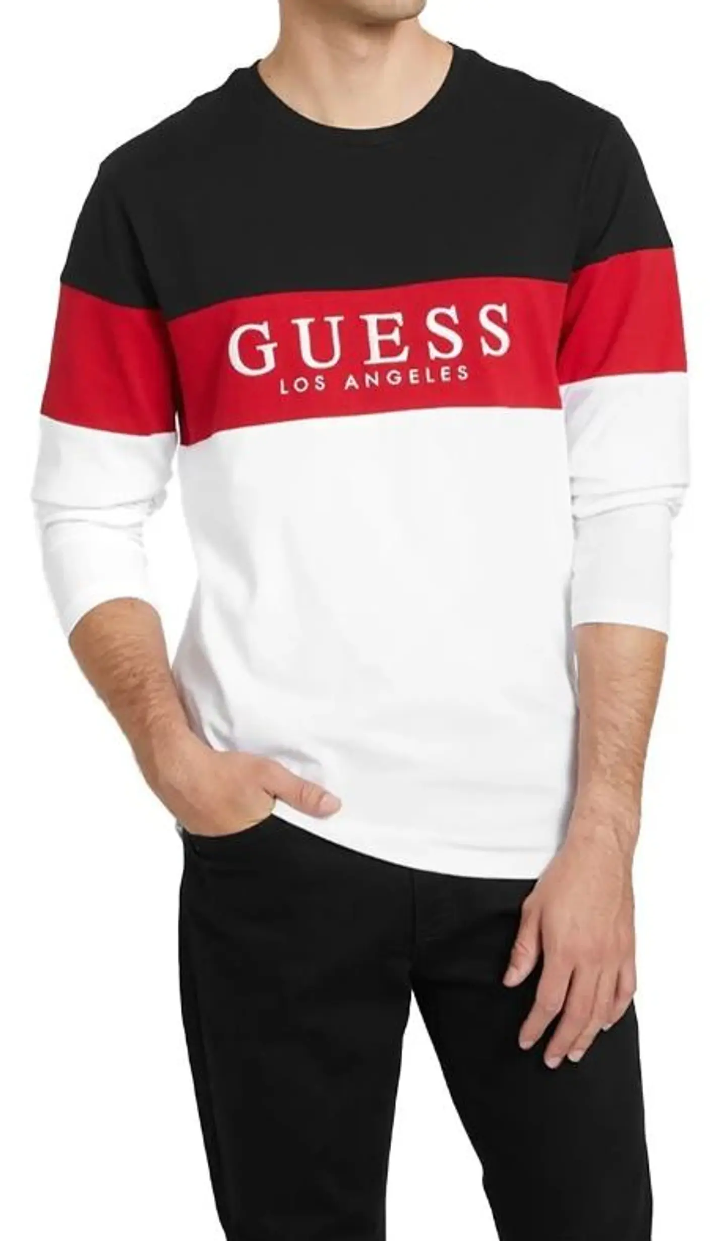 Playera Guess Manga Larga Eco Alec Con Cuello Redondo 1
