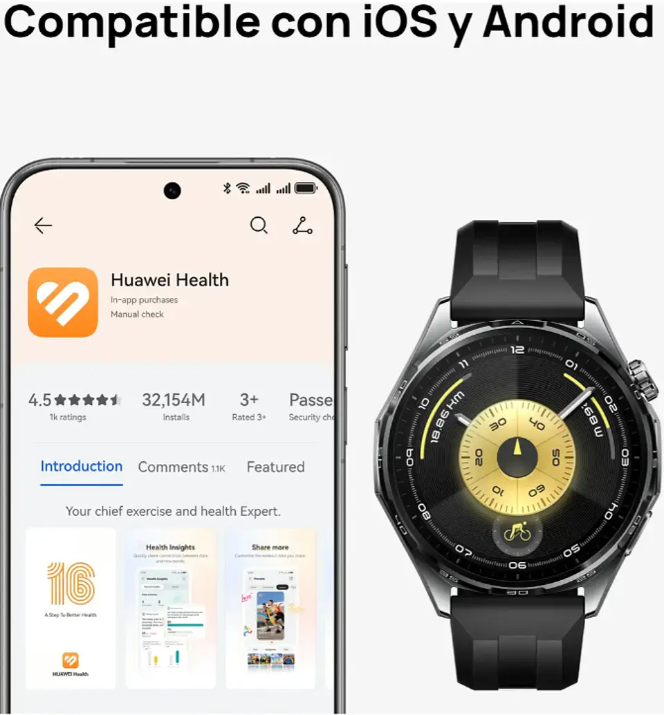 Reloj Atum-b19 Gt6 46mm Acero Inoxidable Color Negro Huawei 3