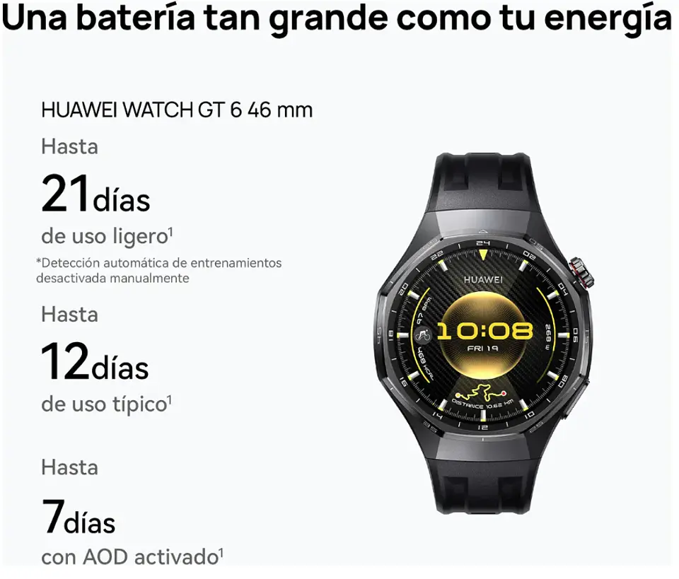 Reloj Atum-b19 Gt6 46mm Acero Inoxidable Color Negro Huawei 6