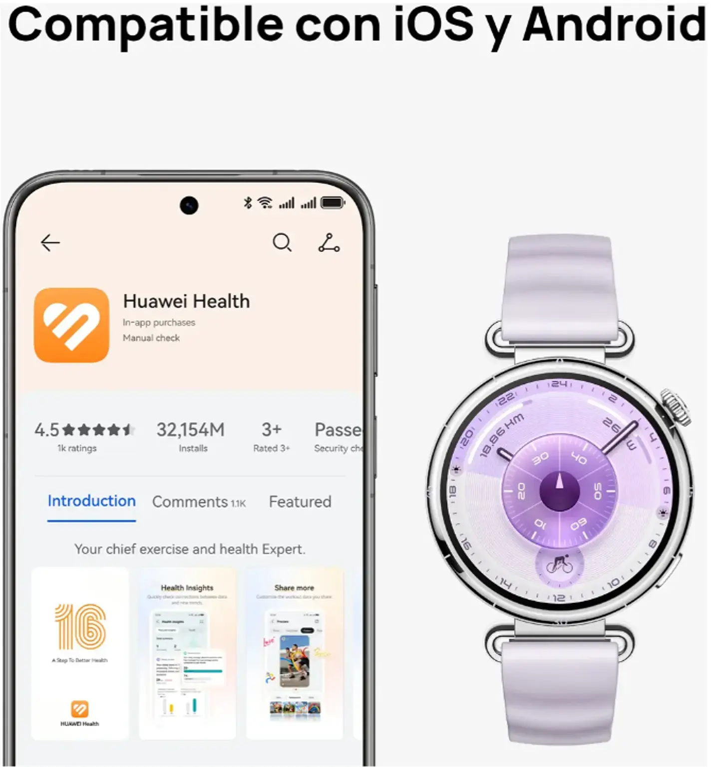 Smartwatch Gt 6 41mm Caucho Morado Para Mujer Huawei 4