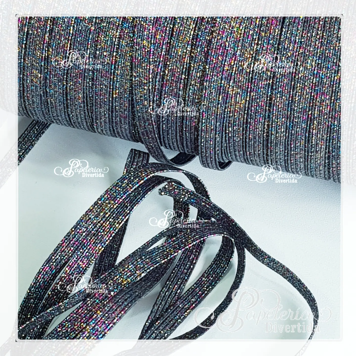 Elástico plano 6mm plano Glitter 4