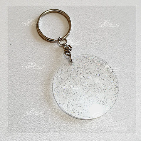 Llaveros acrilicos glitter circulo 5cm