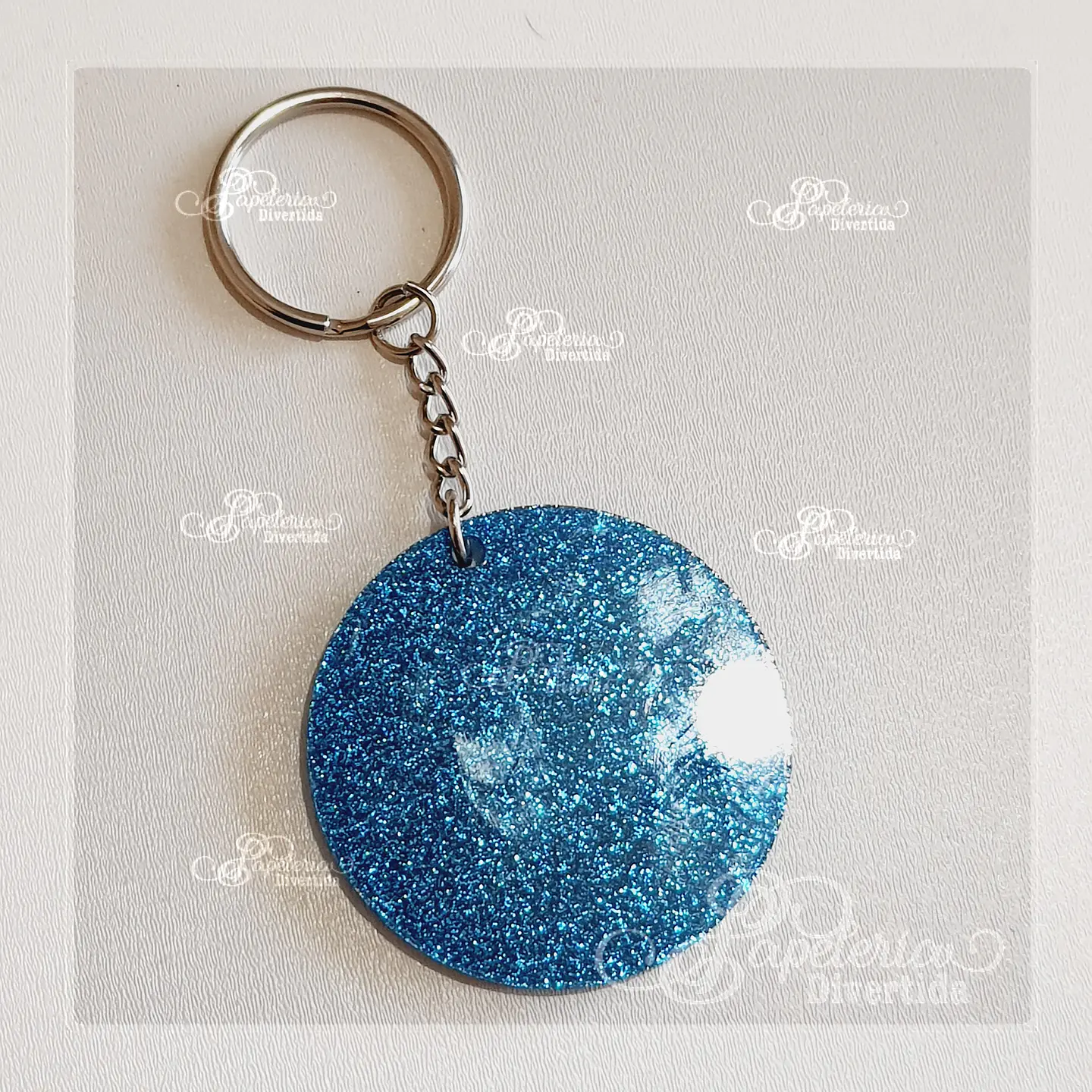 Llaveros acrilicos glitter circulo 5cm 2