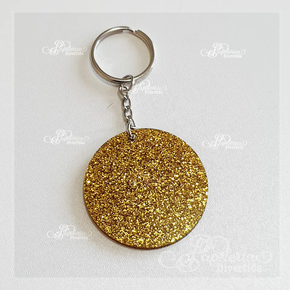 Llaveros acrilicos glitter circulo 5cm 3