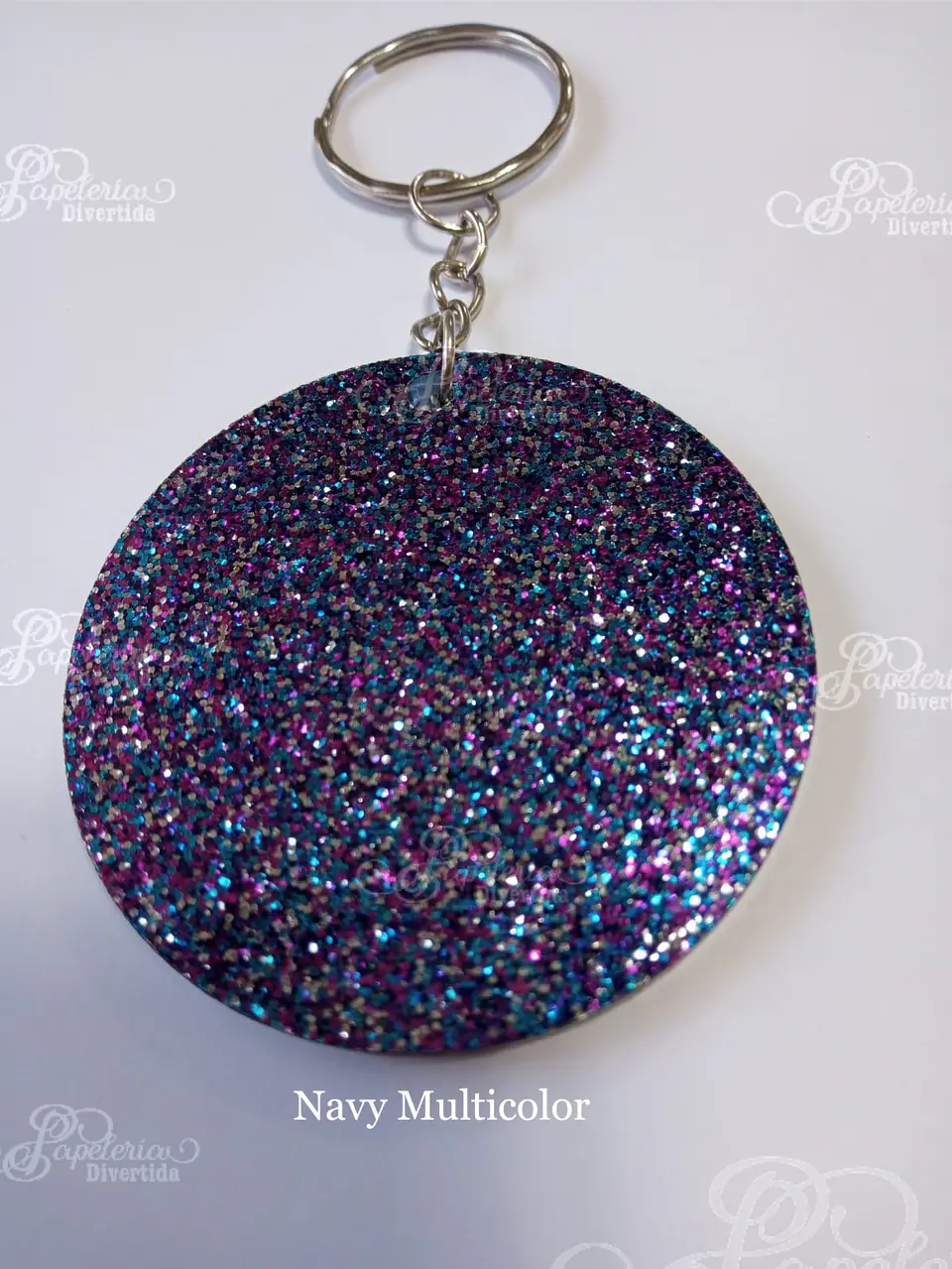 Llaveros acrilicos glitter circulo 5cm 6