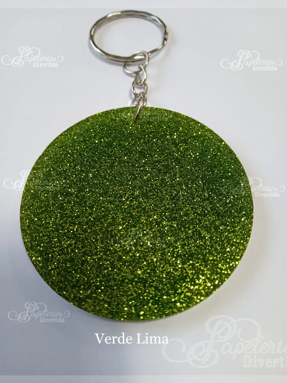 Llaveros acrilicos glitter circulo 5cm 7