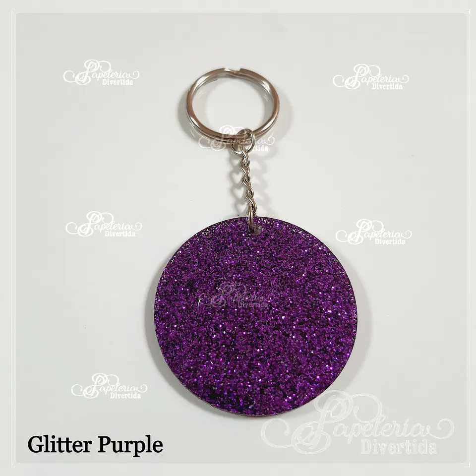 Llaveros acrilicos glitter circulo 5cm 8