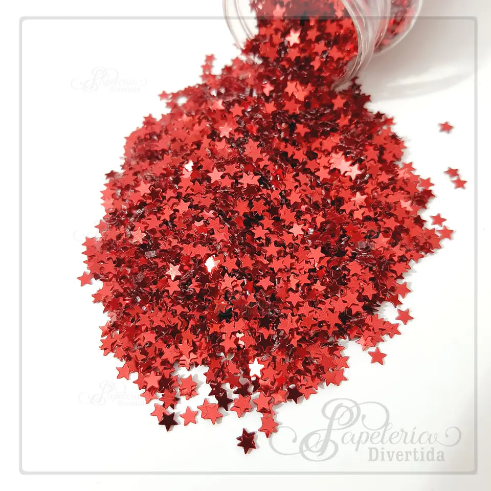 Glitter con forma de estrella Rojo 1