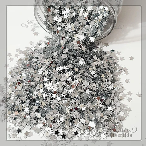 Glitter con forma de Estrella Silver