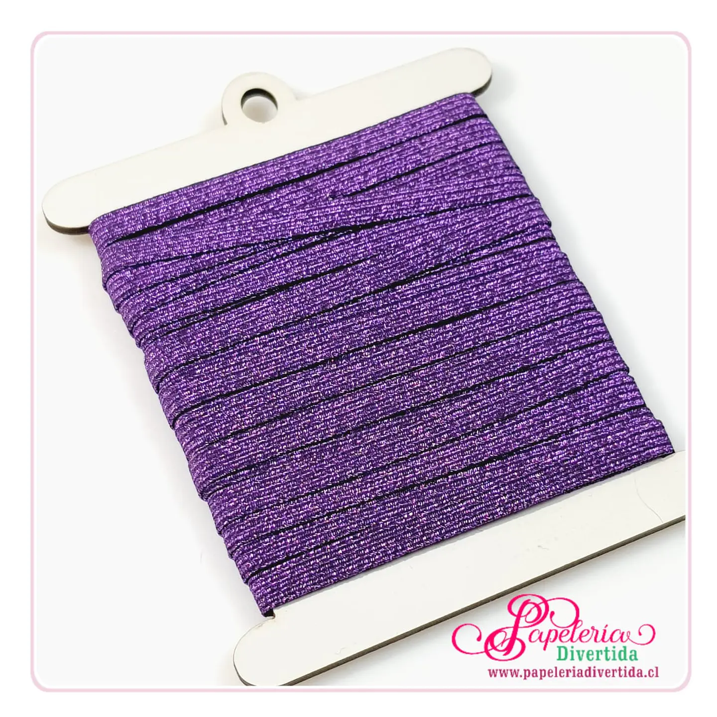 Elástico plano 6mm glitter morado 1