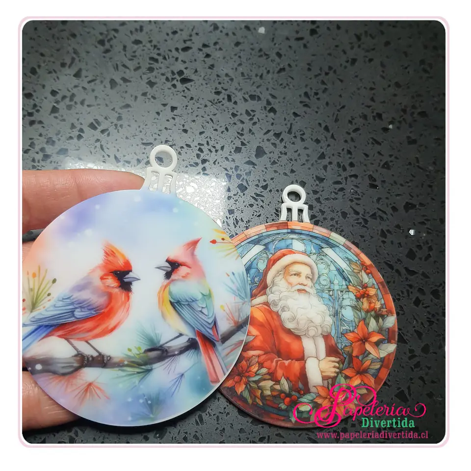 Adornos Navidad Acrílico Blanco Sublimable 3mm  Esfera 8cm 1