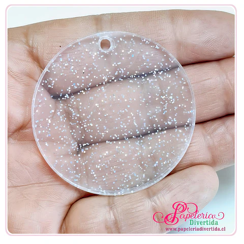 Acrílicos para llaveros Circulo 5cm Transparente Glitter Escarcha Rainbow SIN ARGOLLAS