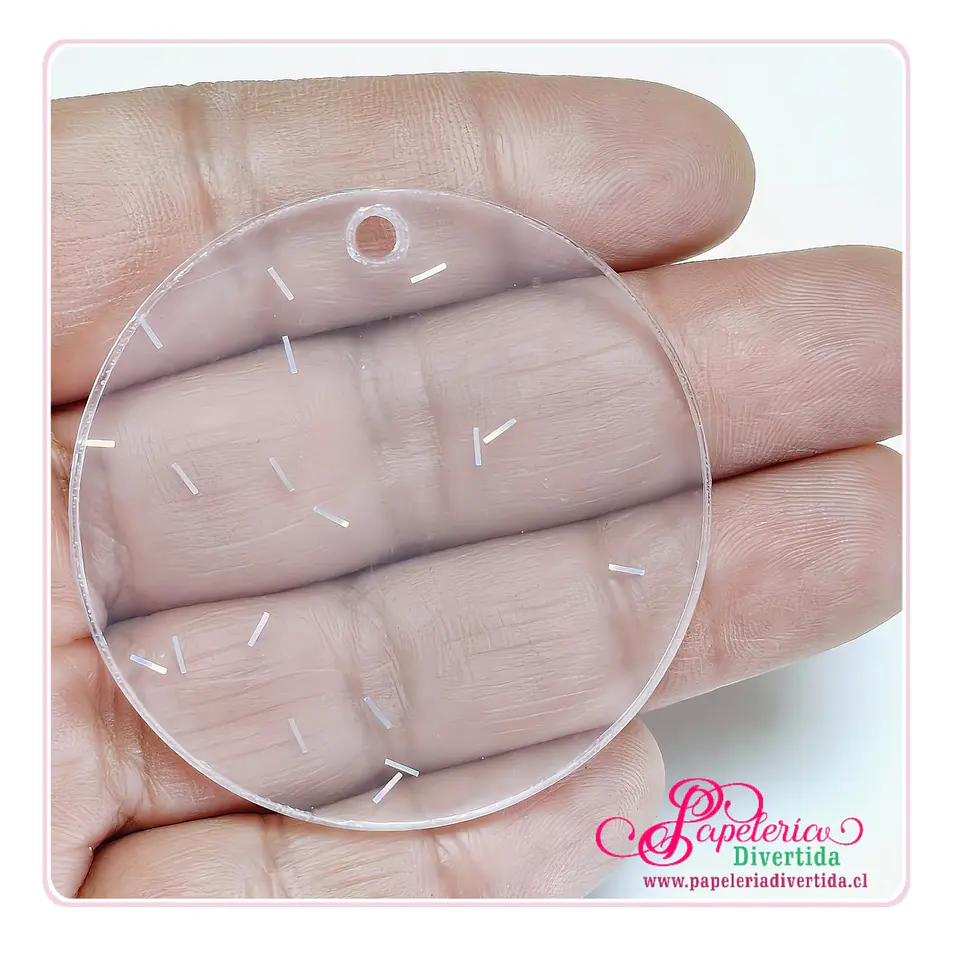 Acrilicos para llaveros Circulo 5cm Transparente Glitter Confetti SIN ARGOLLAS 1