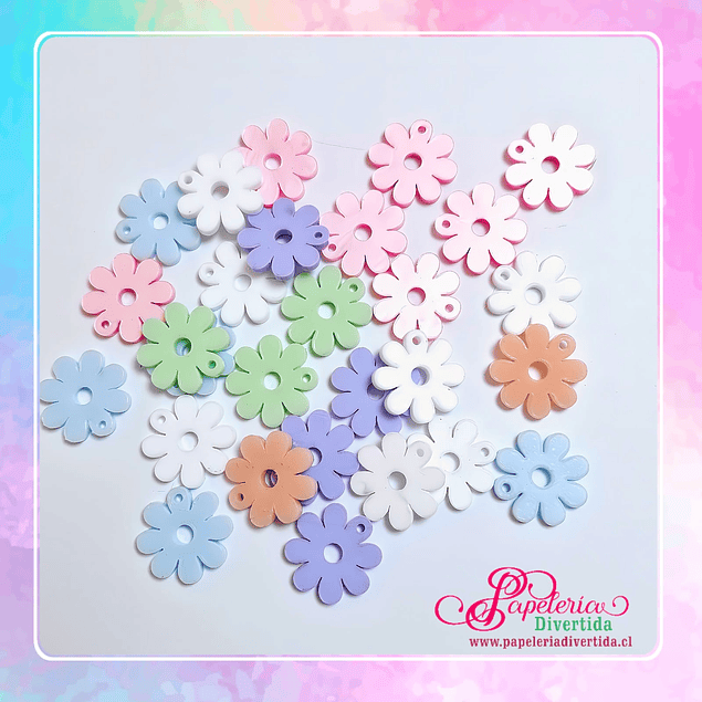 Dijes Acrilicos para colgar Daisies de colores pasteles