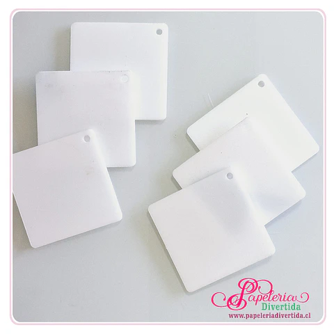 Acrílicos para llaveros cuadrado  5.5cm Blanco Sublimable SIN ARGOLLAS