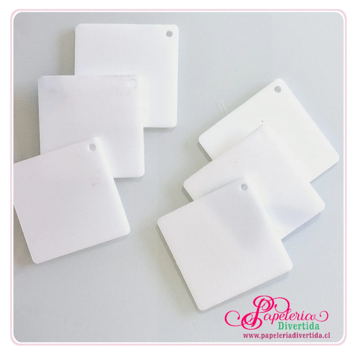 Acrílicos para llaveros cuadrado  5.5cm Blanco Sublimable SIN ARGOLLAS 1