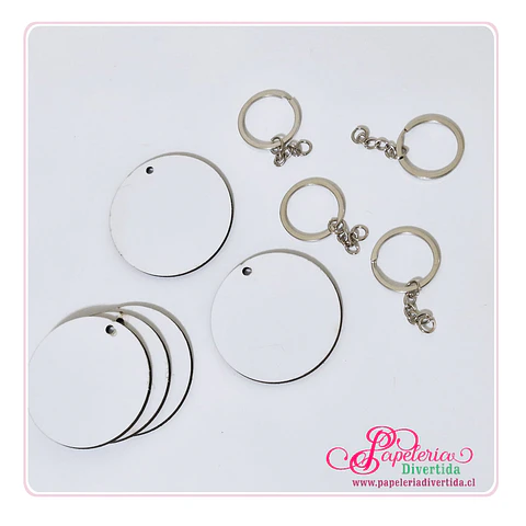 10 Llaveros MDF glossy  sublimable círculos 6cm
