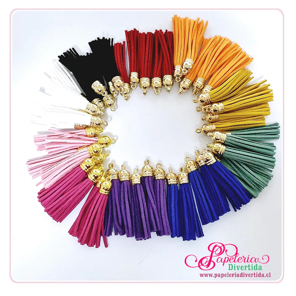 Mix 100 Borlas Decorativas Gamuza 6cm 1