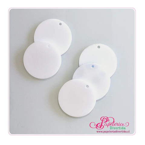 Acrilicos para llaveros Circulo 5cm Blanco Sólido Sublimable ambos lados SIN ARGOLLAS