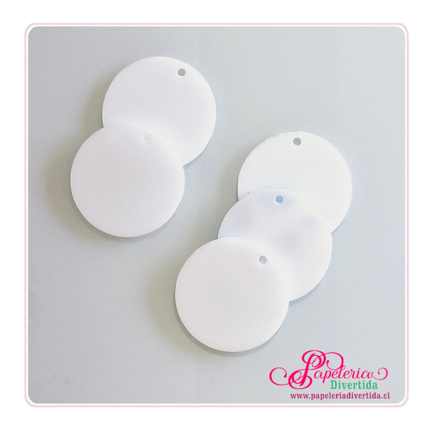 Acrilicos para llaveros Circulo 5cm Blanco Sólido Sublimable ambos lados SIN ARGOLLAS 1