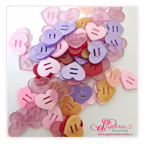 mix 100 pasaelásticos corazón acrilico 
