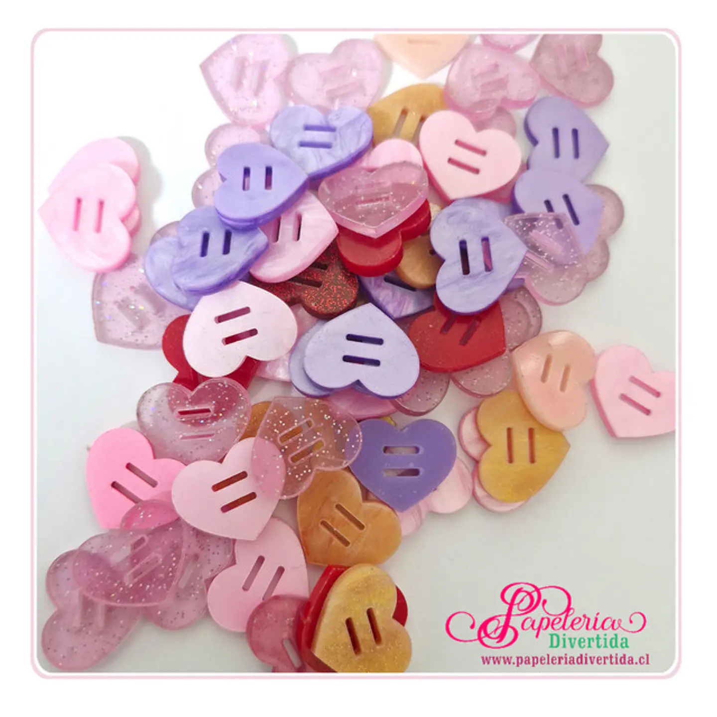 mix 100 pasaelásticos corazón acrilico  1
