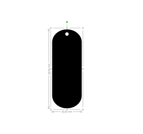 Rectangulo ovalado 3x8cm acrilico blanco sólido