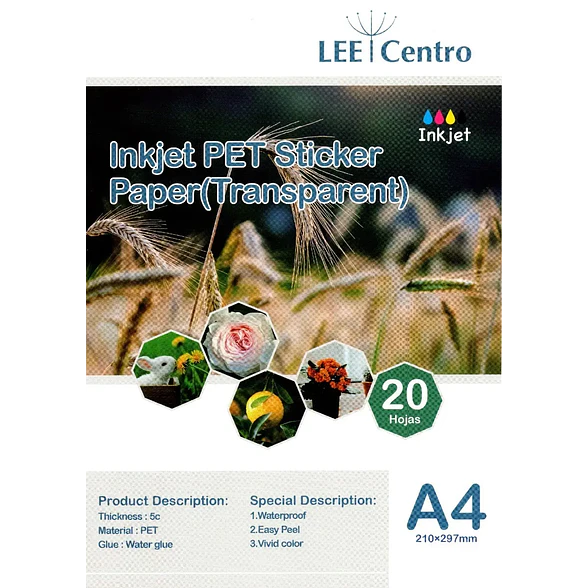 Film Pet transparente para impresión inkjet 1