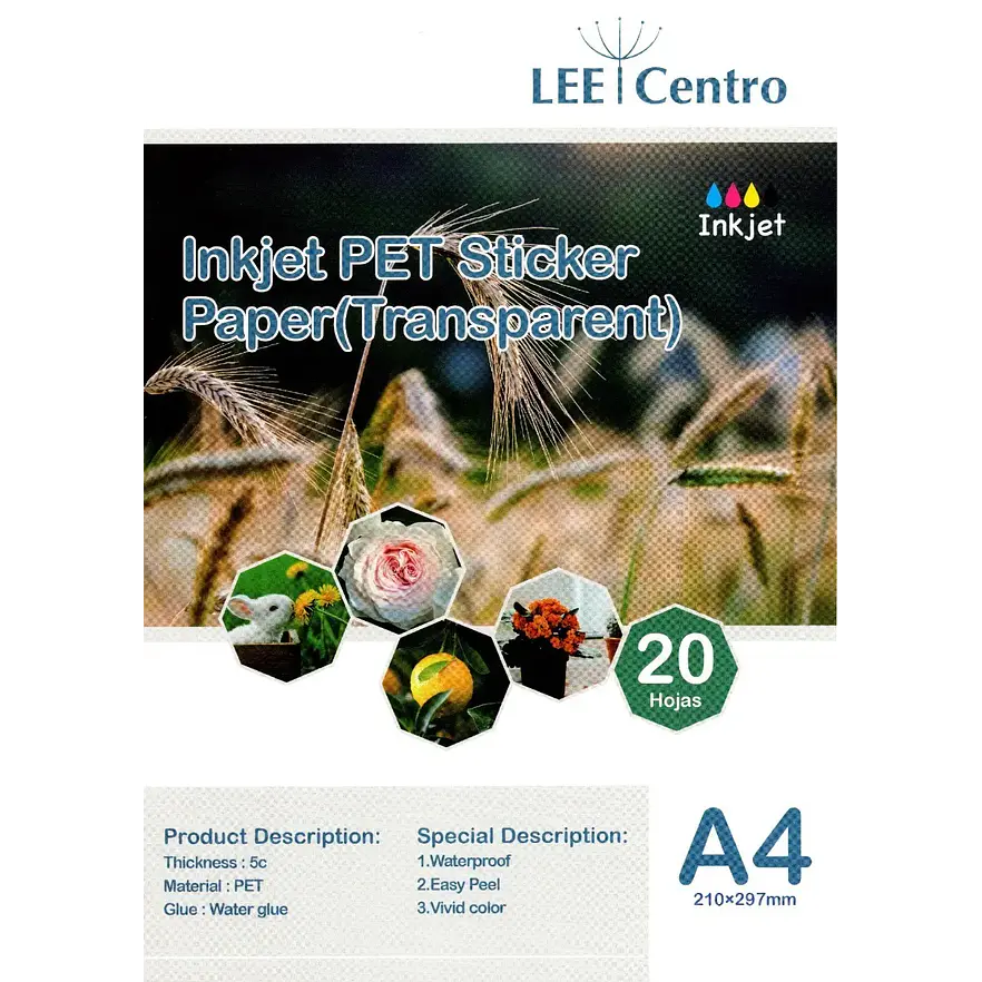 Film Pet transparente para impresión inkjet 1