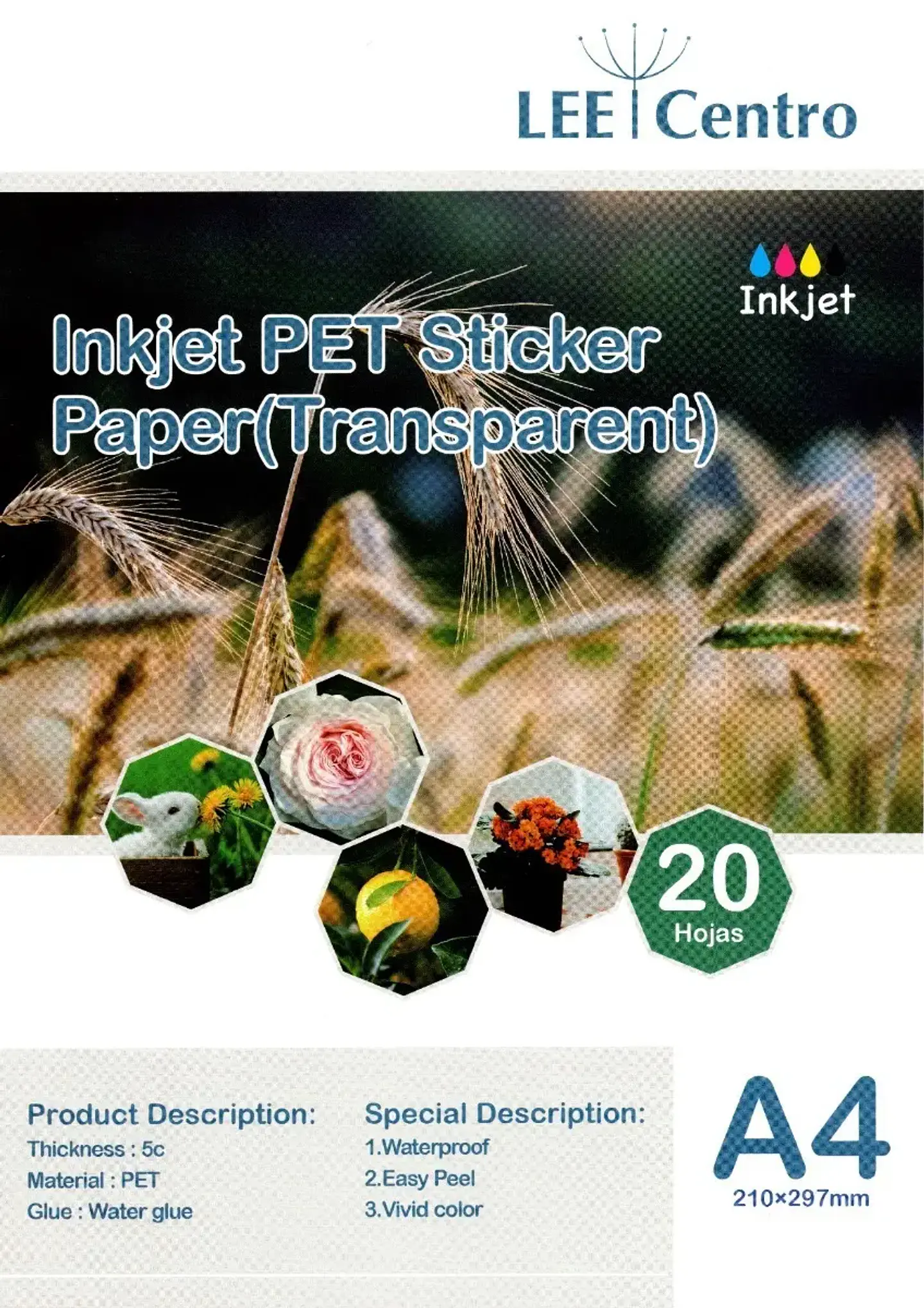 Film Pet transparente para impresión inkjet 1