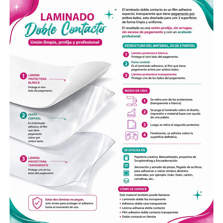 Rollo Doble contacto adhesivo transparente - Laminado Adhesivo doble contacto 2