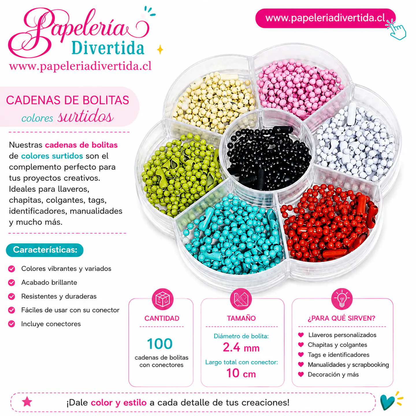 Cadenas de bolitas 100 unidades 3