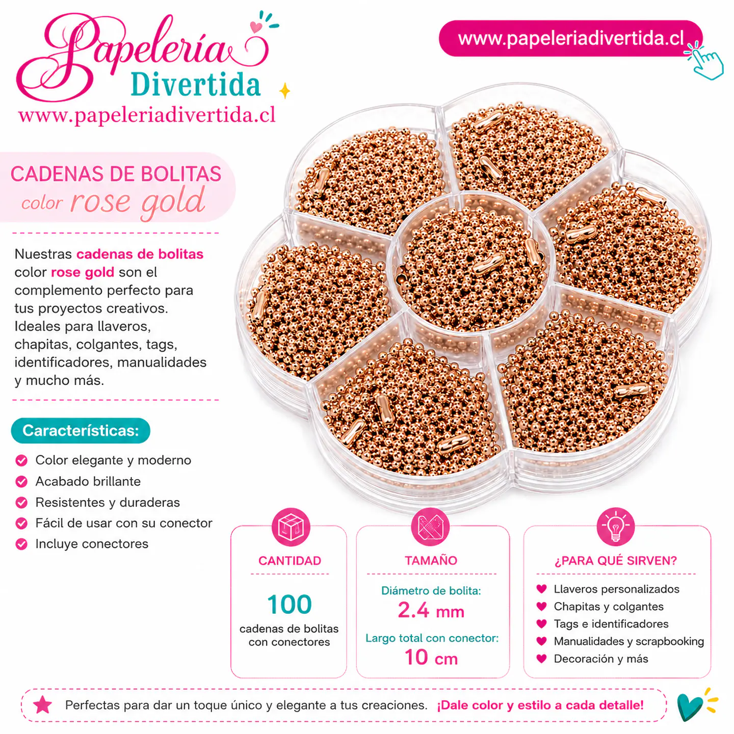 Cadenas de bolitas 100 unidades 5
