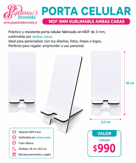 Porta celular MDF 3mm doble cara