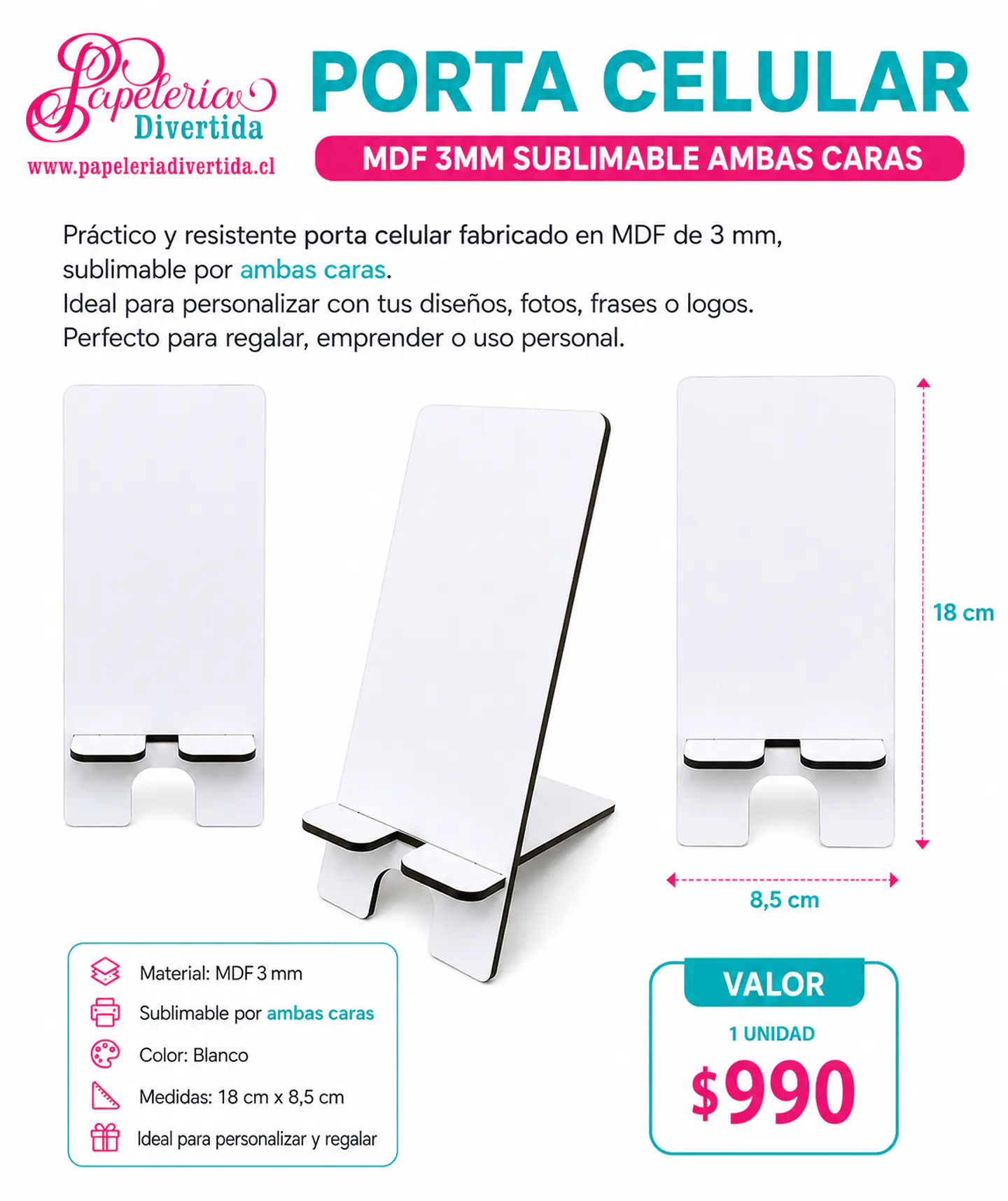 Porta celular MDF 3mm doble cara 1