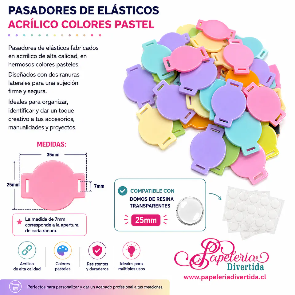 Dijes pasaelasticos para personalizar colores pasteles 1