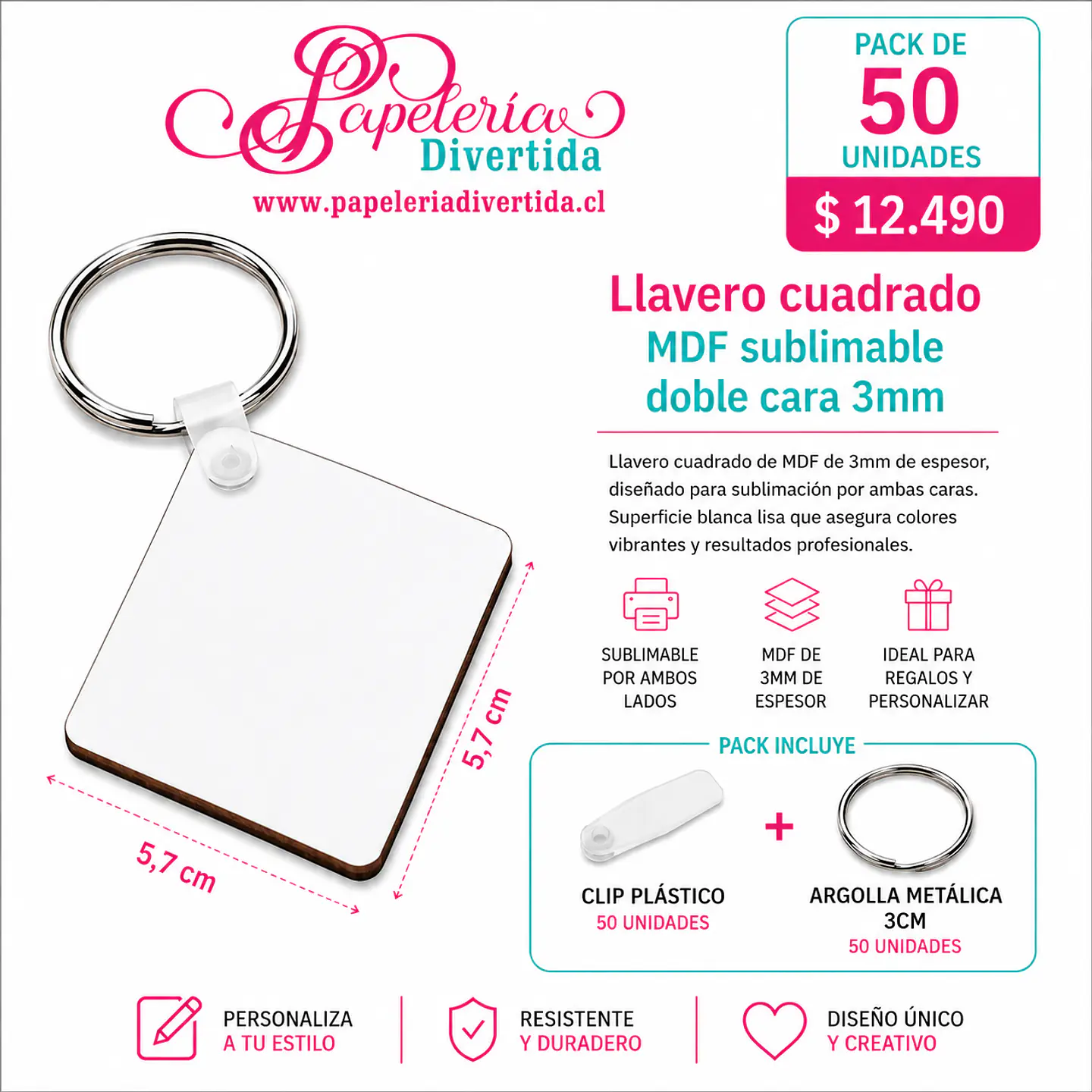 100 llaveros cuadrados MDF sublimable 2
