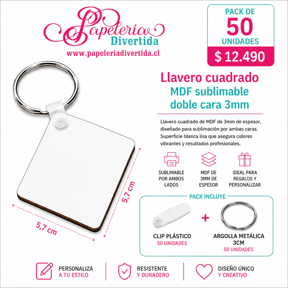100 llaveros cuadrados MDF sublimable 2