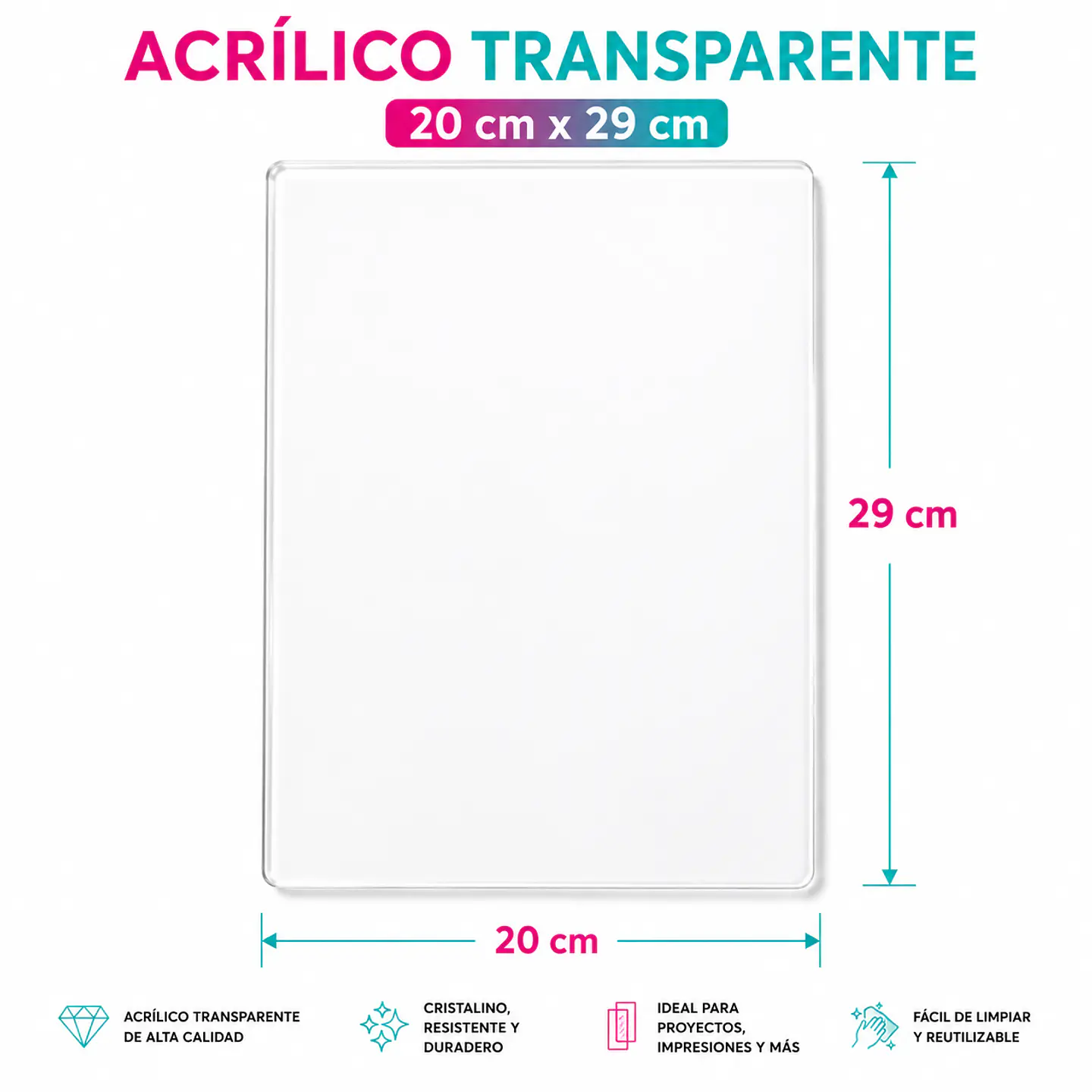 Acrílico 20x29cm 3mm para Planner Board o Pizarras 1