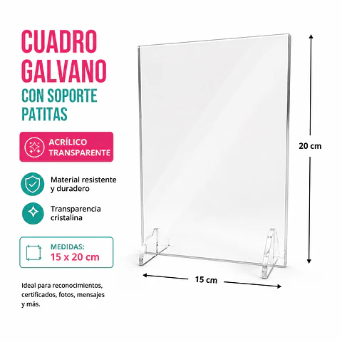 Cuadros Galvano Acrílico transparente 3mm 15x20cm