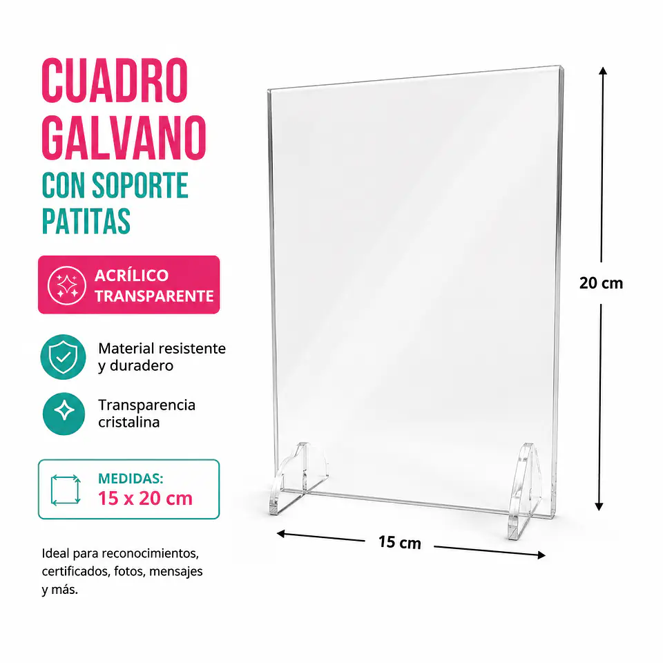 Cuadros Galvano Acrílico transparente 3mm 15x20cm 1