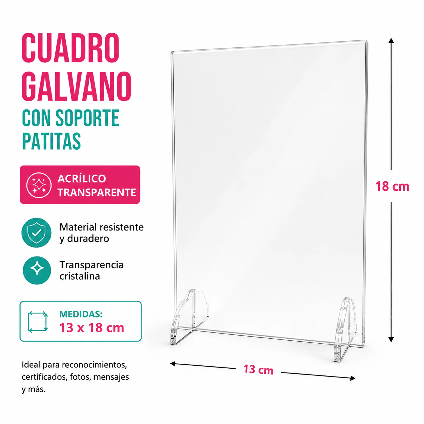 Cuadro Galvano Acrilico Transparente 3mm  13x18cm 1