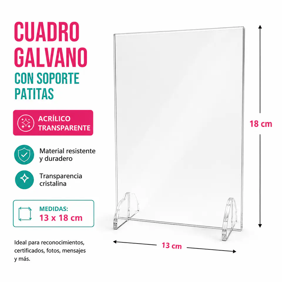 Cuadro Galvano Acrilico Transparente 3mm  13x18cm 1