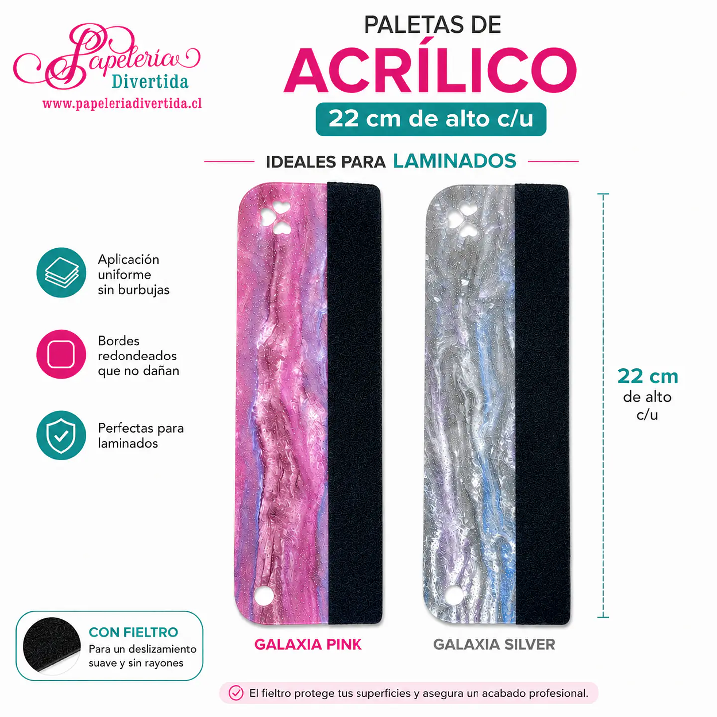 Paleta acrílico 22 cm para vinilos y laminados 1