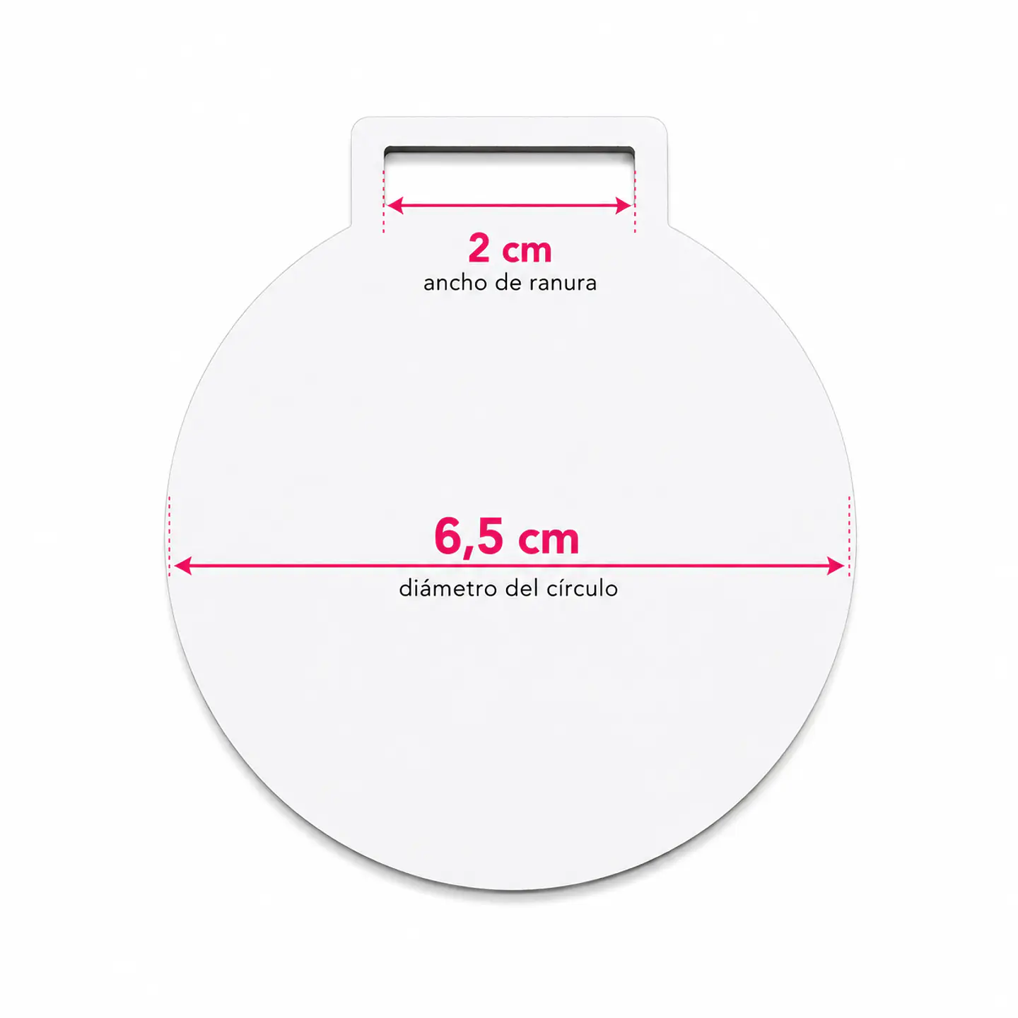 Medallas Acrílico 3mm blanco Solido 6,5 cm diametro  3