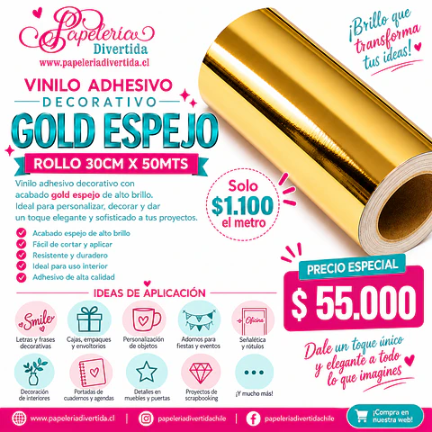 Vinilo adhesivo decorativo Gold Espejo
