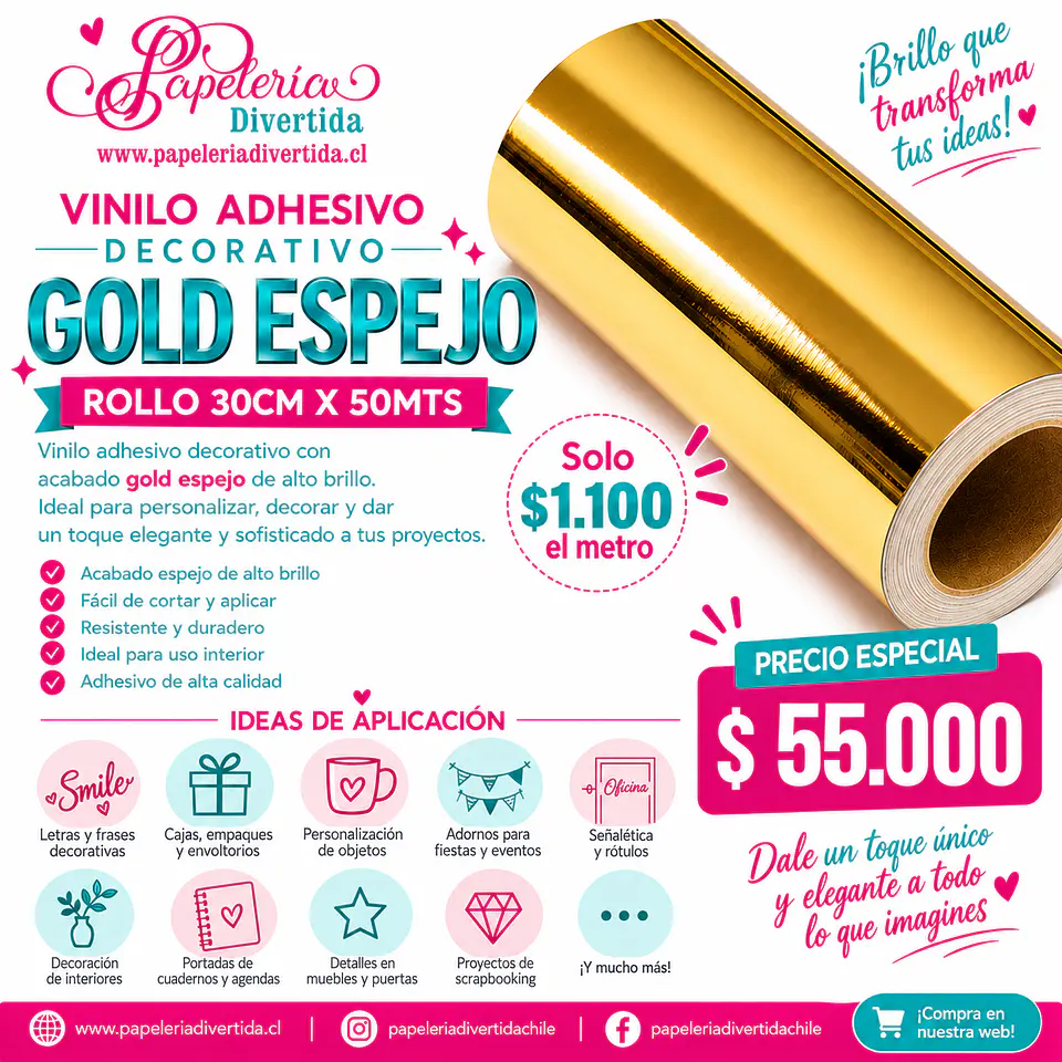 Vinilo adhesivo decorativo Gold Espejo 1