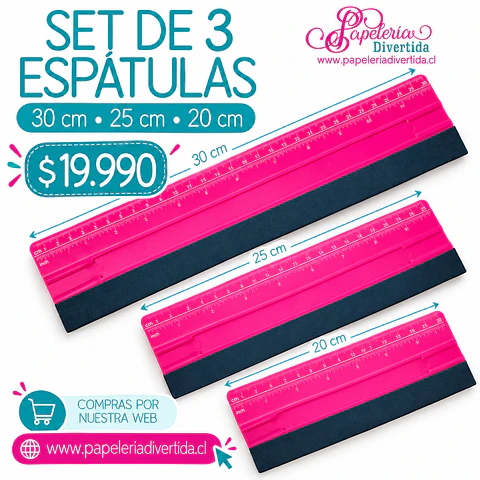 Set 3 Espatulas XL Fucsia
