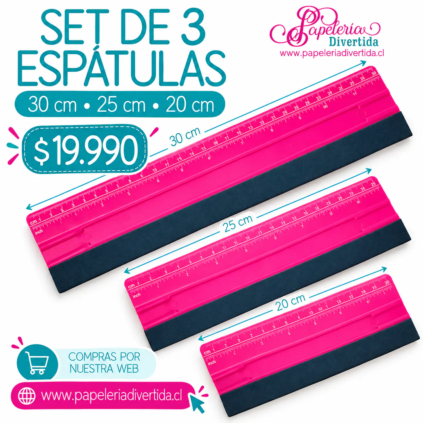 Set 3 Espatulas XL Fucsia 1